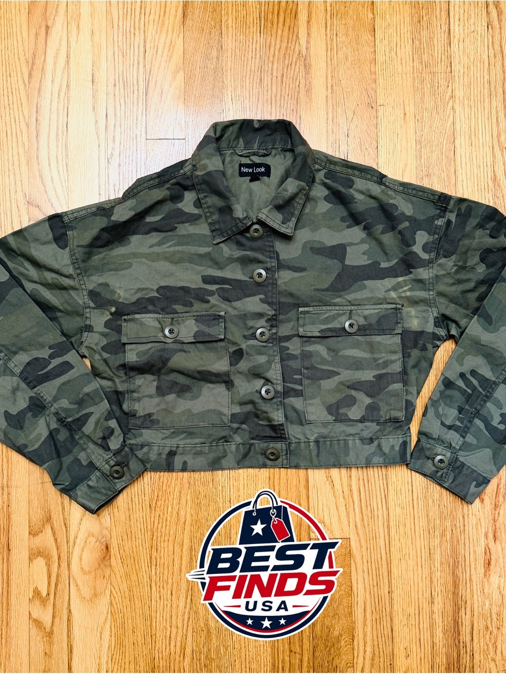 New Look Women’s ' Camo Cropped Utility Jacket - Green Camouflage